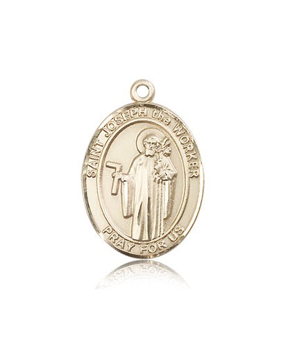 St. Joseph the Worker Medal, 14 Karat Gold, Large - 14 KT Yellow Gold