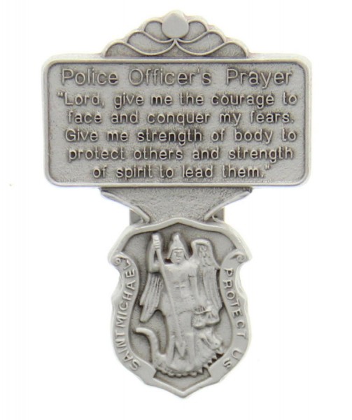 St. Michael Police Officer Prayer Visor Clip - Silver-tone