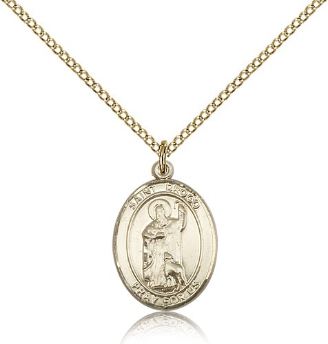 St. Drogo Medal, Gold Filled, Medium - Gold-tone