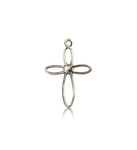 Loop Cross Pendant, 14 Karat Gold - 14 KT Yellow Gold