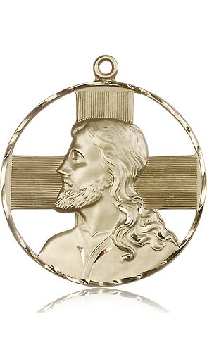 Christ Profile Necklace, 14 Karat Gold - 14 KT Yellow Gold