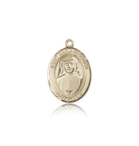 St. Maria Faustina Medal, 14 Karat Gold, Medium - 14 KT Yellow Gold