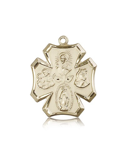 4 Way Cross Pendant, 14 Karat Gold - 14 KT Yellow Gold