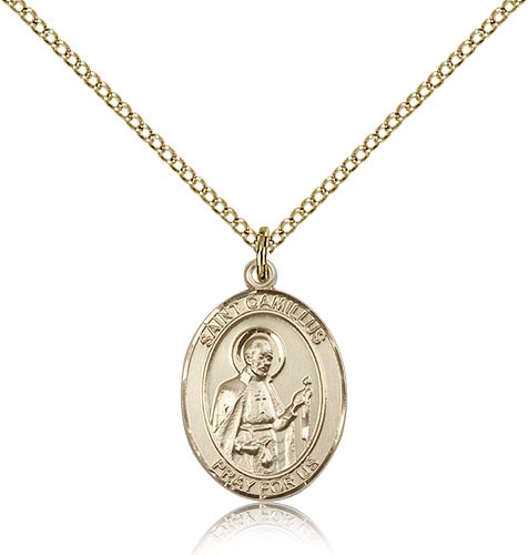 St. Camillus of Lellis Medal, Gold Filled, Medium - Gold-tone
