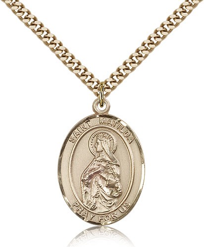 St. Matilda Medal, Gold Filled, Large - 24&quot; 2.4mm Gold Plated Chain + Clasp