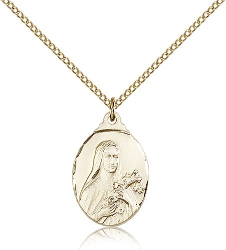 St. Theresa Medal, Gold Filled - Gold-tone