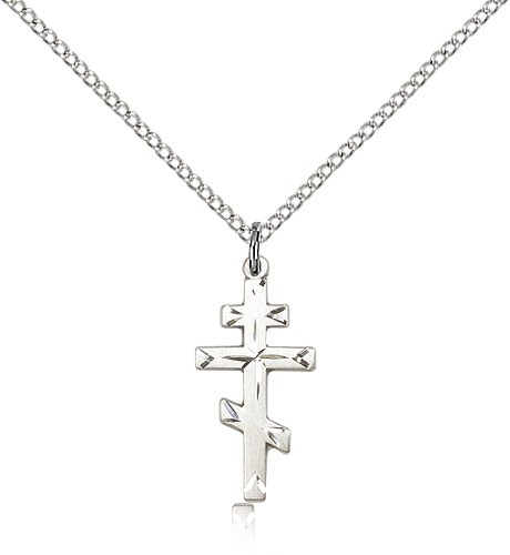 Cross Pendant, Sterling Silver - 18&quot; 1.2mm Sterling Silver Chain + Clasp