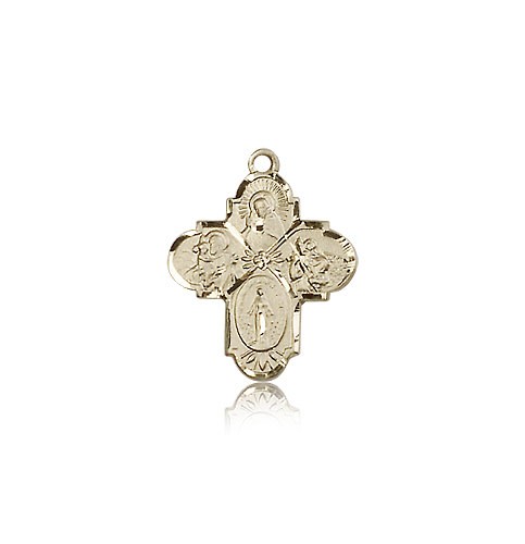 4 Way Cross Pendant, 14 Karat Gold - 14 KT Yellow Gold