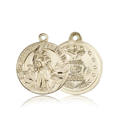 St. Joan of Arc Air Force Medal, 14 Karat Gold - 14 KT Yellow Gold