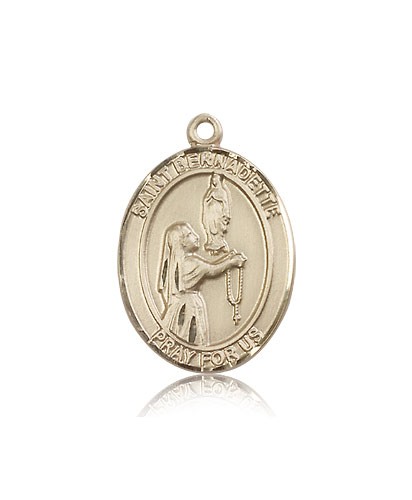 St. Bernadette Medal, 14 Karat Gold, Large - 14 KT Yellow Gold