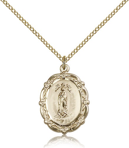 Our Lady of Guadalupe Medal, Gold Filled - Gold-tone