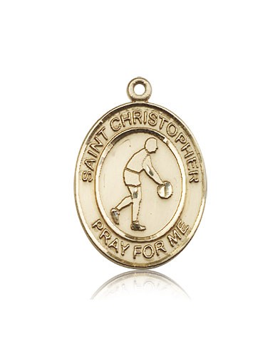 St. Christopher Basketball Medal, 14 Karat Gold, Large - 14 KT Yellow Gold