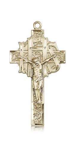 Crucifix Pendant, 14 Karat Gold - 14 KT Yellow Gold