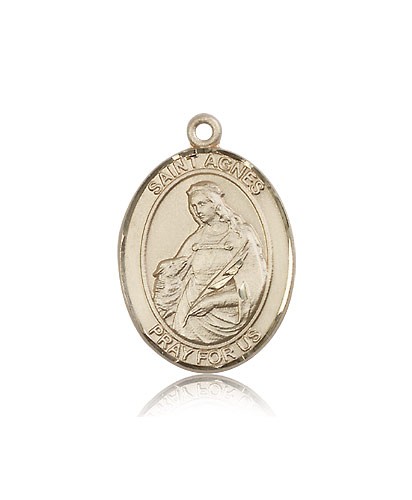 St. Agnes of Rome Medal, 14 Karat Gold, Large - 14 KT Yellow Gold