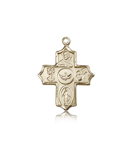 5 Way Cross Pendant, 14 Karat Gold - 14 KT Yellow Gold