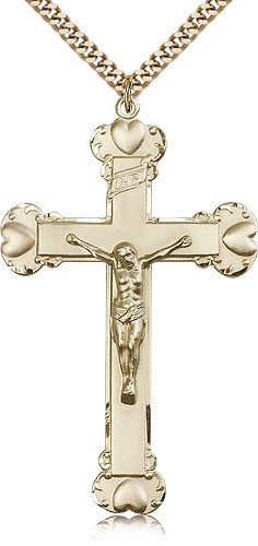 Crucifix Pendant, Gold Filled - 24&quot; 2.4mm Gold Plated Endless Chain