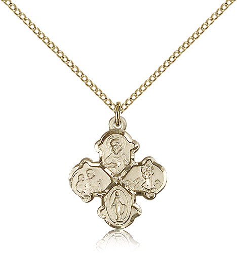 4 Way Cross Pendant, Gold Filled - Gold-tone