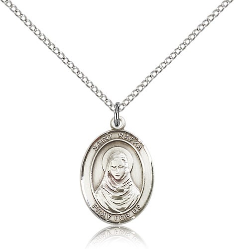 St. Rafta Medal, Sterling Silver, Medium - 18&quot; 1.2mm Sterling Silver Chain + Clasp
