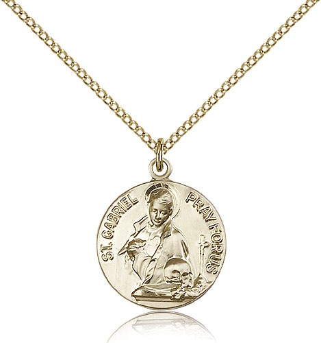 St. Gabriel of the Blessid Virgin Medal, Gold Filled - Gold-tone