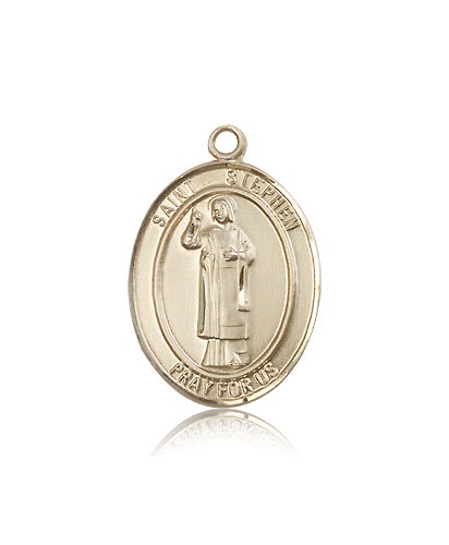 St. Stephen the Martyr Medal, 14 Karat Gold, Large - 14 KT Yellow Gold