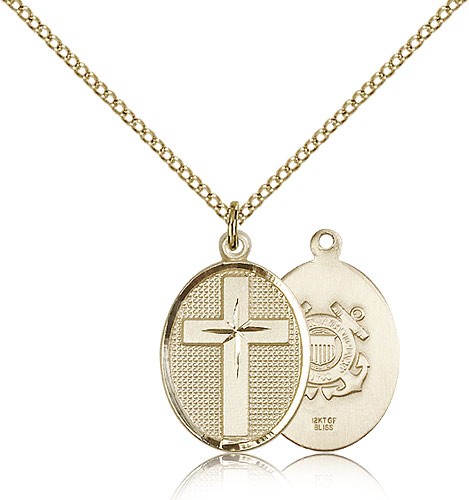 Coast Guard Cross Pendant, Gold Filled - Gold-tone