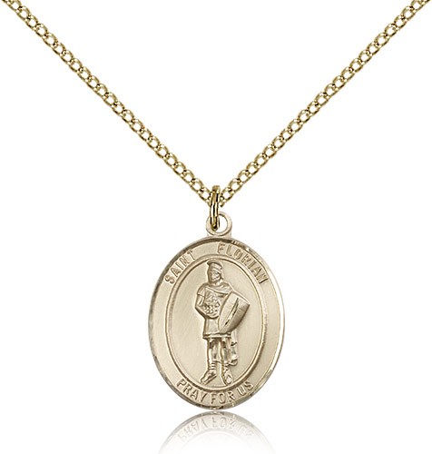 St. Florian Medal, Gold Filled, Medium - Gold-tone
