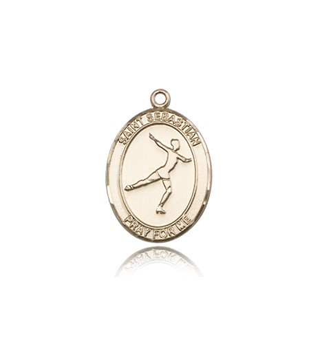 St. Sebastian Figure Skating Medal, 14 Karat Gold, Medium - 14 KT Yellow Gold