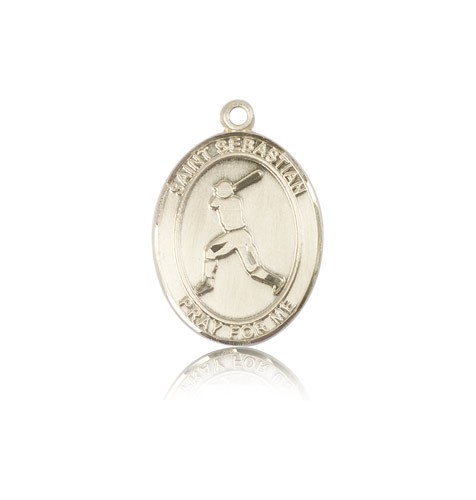 St. Sebastian Baseball Medal, 14 Karat Gold, Medium - 14 KT Yellow Gold