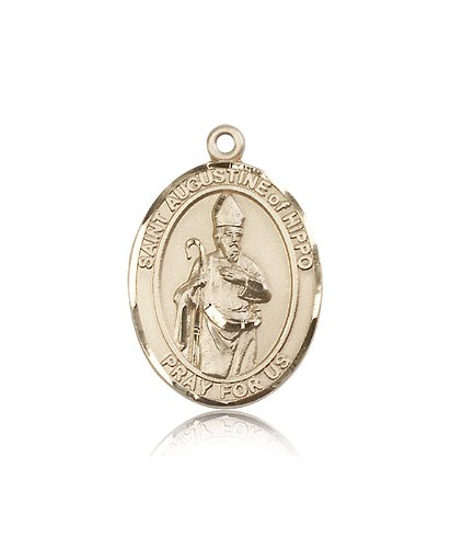 St. Augustine of Hippo Medal, 14 Karat Gold, Large - 14 KT Yellow Gold