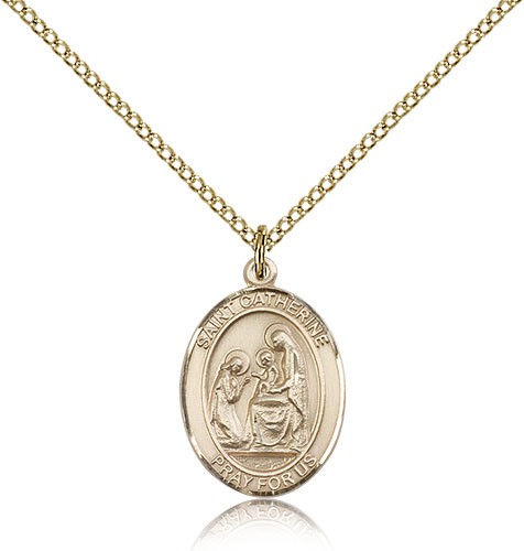 St. Catherine of Siena Medal, Gold Filled, Medium - Gold-tone