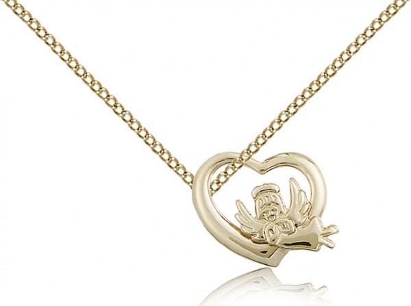 Heart Guardian Angel Medal, Gold Filled - Gold-tone