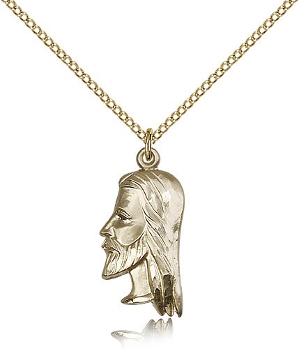 Christ Head Medal, Gold Filled - Gold-tone