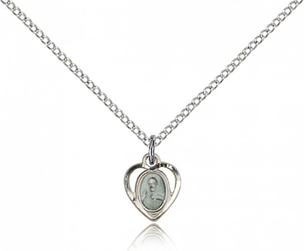 Scapular Medal, Sterling Silver - 18&quot; 1.2mm Sterling Silver Chain + Clasp