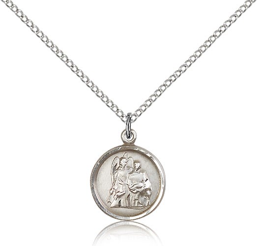 St. Raphael Medal, Sterling Silver - 18&quot; 1.2mm Sterling Silver Chain + Clasp