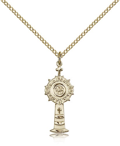 Monstrance Medal, Gold Filled - Gold-tone