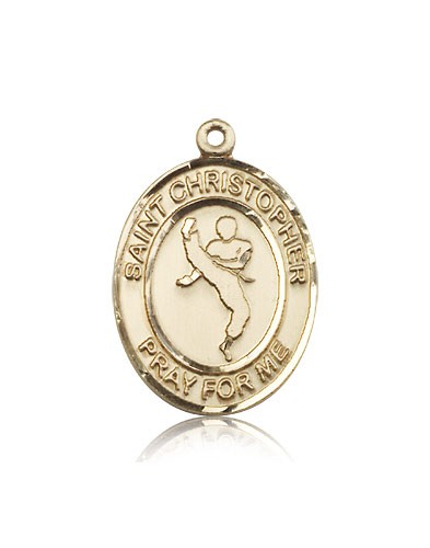 St. Christopher Martial Arts Medal, 14 Karat Gold, Large - 14 KT Yellow Gold