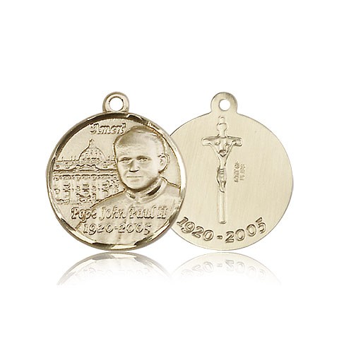 Pope John Paul II Vatican Medal, 14 Karat Gold - 14 KT Yellow Gold