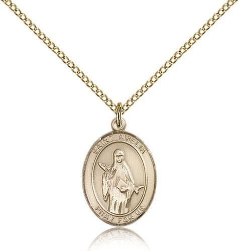 St. Amelia Medal, Gold Filled, Medium - Gold-tone
