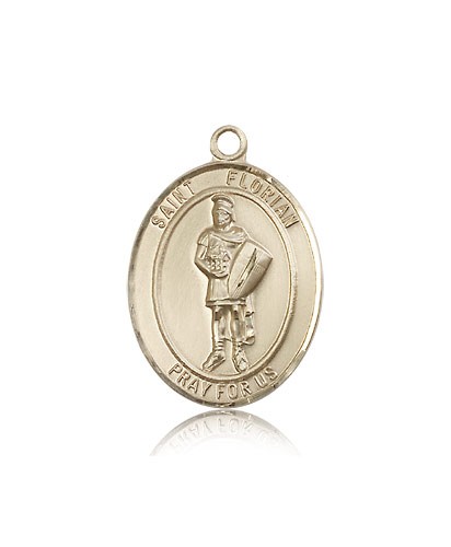 St. Florian Medal, 14 Karat Gold, Large - 14 KT Yellow Gold