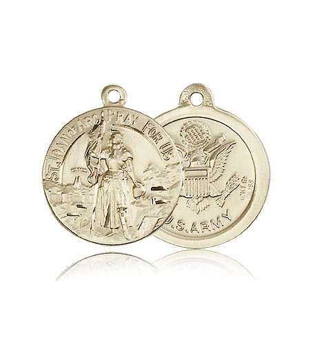 St. Joan of Arc Army Medal, 14 Karat Gold - 14 KT Yellow Gold