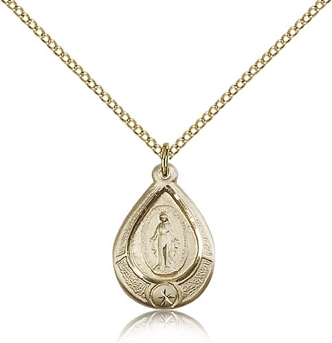 Miraculous Medal, Gold Filled - Gold-tone