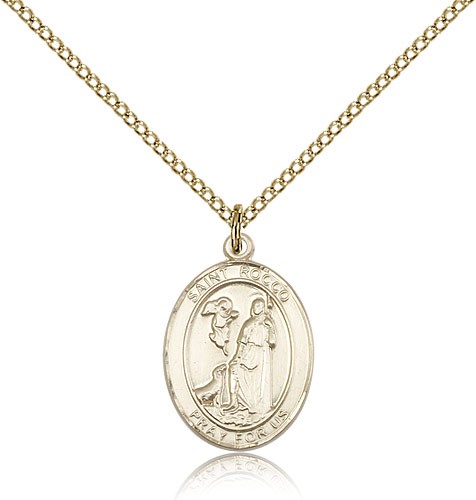 St. Rocco Medal, Gold Filled, Medium - Gold-tone
