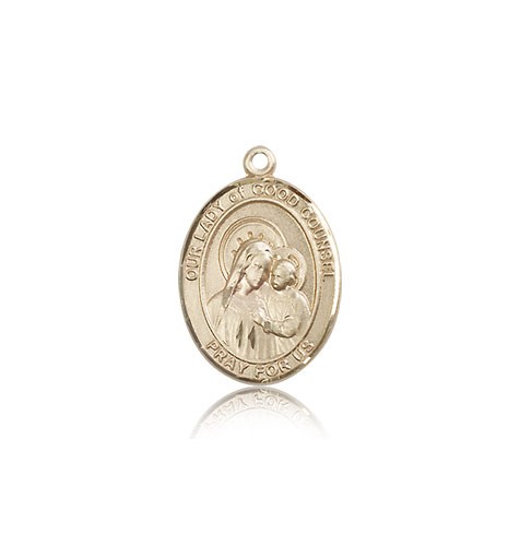 Our Lady of Good Counsel Medal, 14 Karat Gold, Medium - 14 KT Yellow Gold