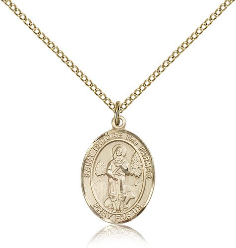 St. Isidore the Farmer Medal, Gold Filled, Medium - Gold-tone