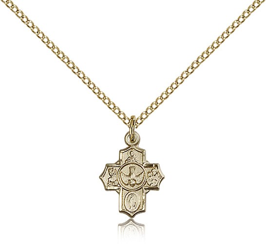 5 Way Cross Pendant, Gold Filled - Gold-tone