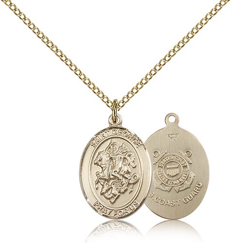 St. George Coast Guard Medal, Gold Filled, Medium - Gold-tone