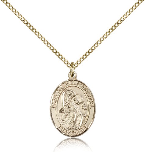 St. Gabriel the Archangel Medal, Gold Filled, Medium - Gold-tone