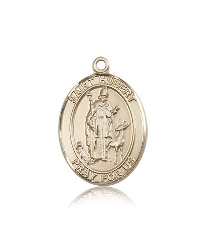 St. Hubert of Liege Medal, 14 Karat Gold, Large - 14 KT Yellow Gold