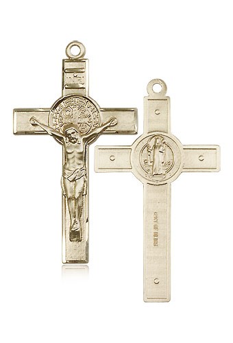 St. Benedict Crucifix Pendant, 14 Karat Gold - 14 KT Yellow Gold