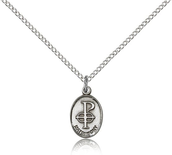 Matrimony Medal, Sterling Silver - 18&quot; 1.2mm Sterling Silver Chain + Clasp